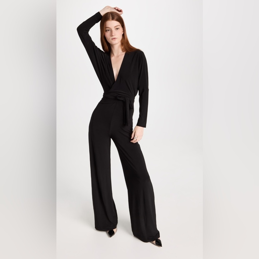 Norma Kamali Black Dolman Wrap Jumpsuit